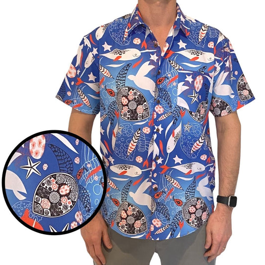 Super Stretch - Blue Abyss Hawaiian Shirt by Tropical Bros