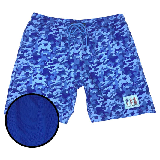 Blue Camo Swimsuit Shorts by Tropical Bros