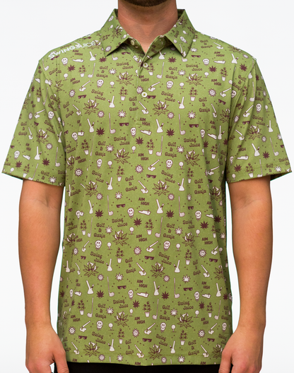 Golf Golf & Ganja Allover Men's Polo