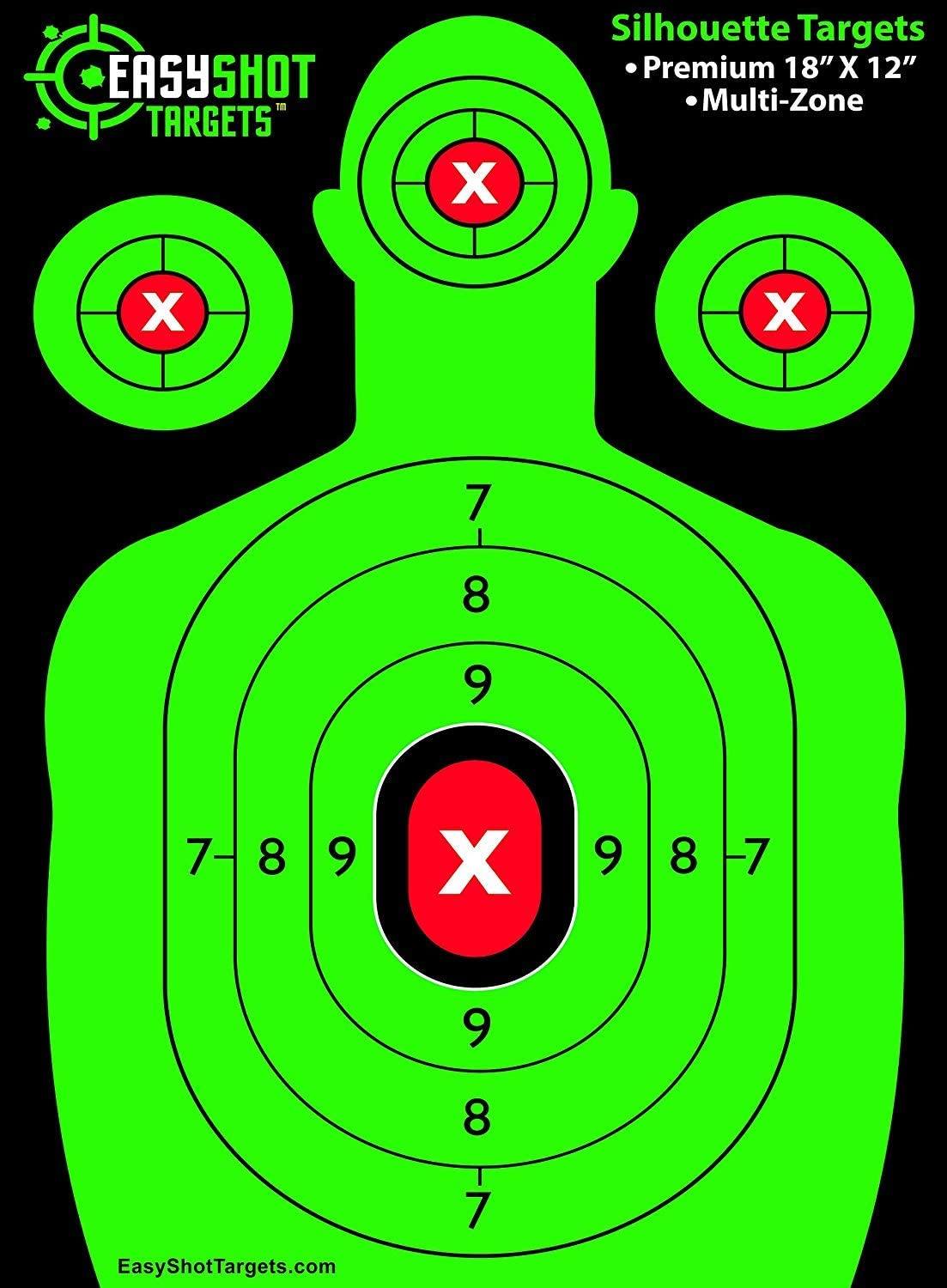 40 Pack - Multicolor: Green, Orange, Blue, Yellow - Silhouette Targets - EasyShot Targets