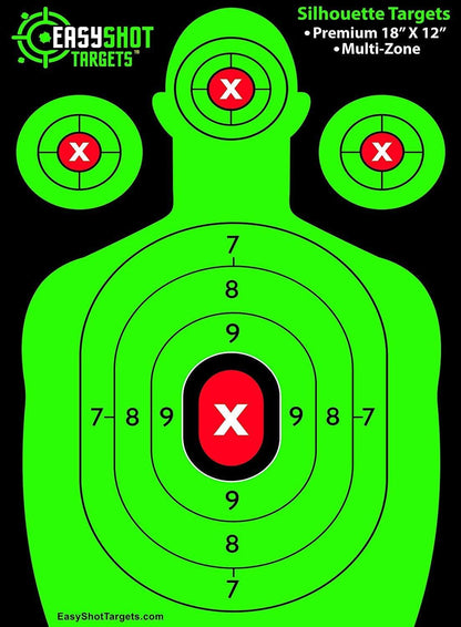 40 Pack - Multicolor: Green, Orange, Blue, Yellow - Silhouette Targets - EasyShot Targets