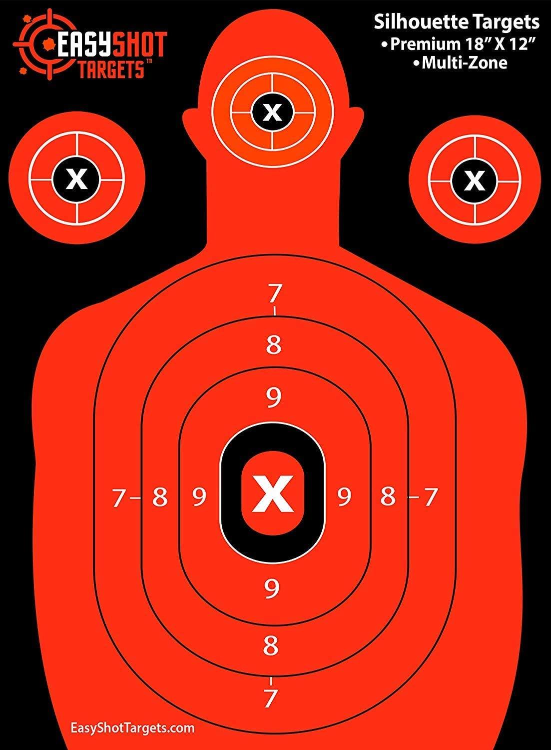 40 Pack - Multicolor: Green, Orange, Blue, Yellow - Silhouette Targets - EasyShot Targets