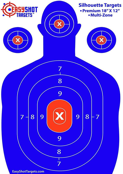 40 Pack - Multicolor: Green, Orange, Blue, Yellow - Silhouette Targets - EasyShot Targets