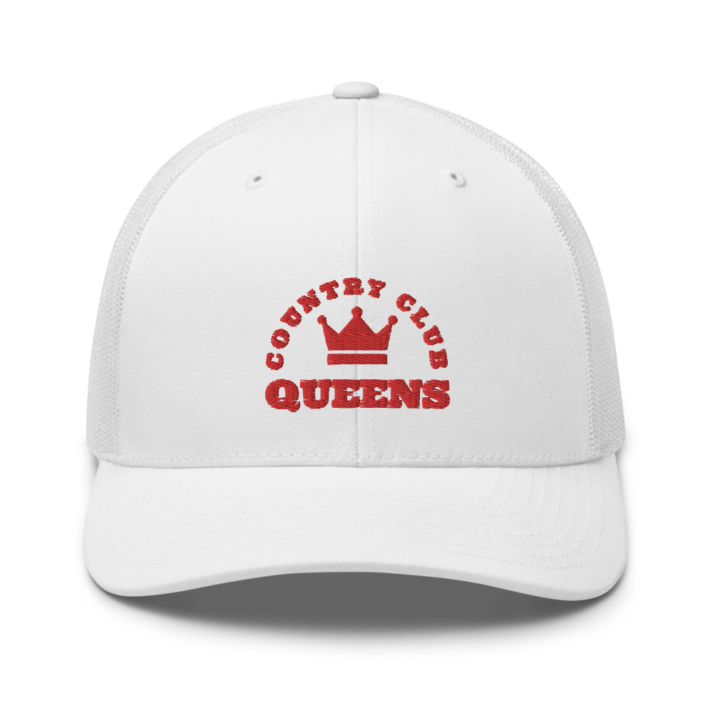 Queens CC Crown Trucker Cap White by Queens Country Club