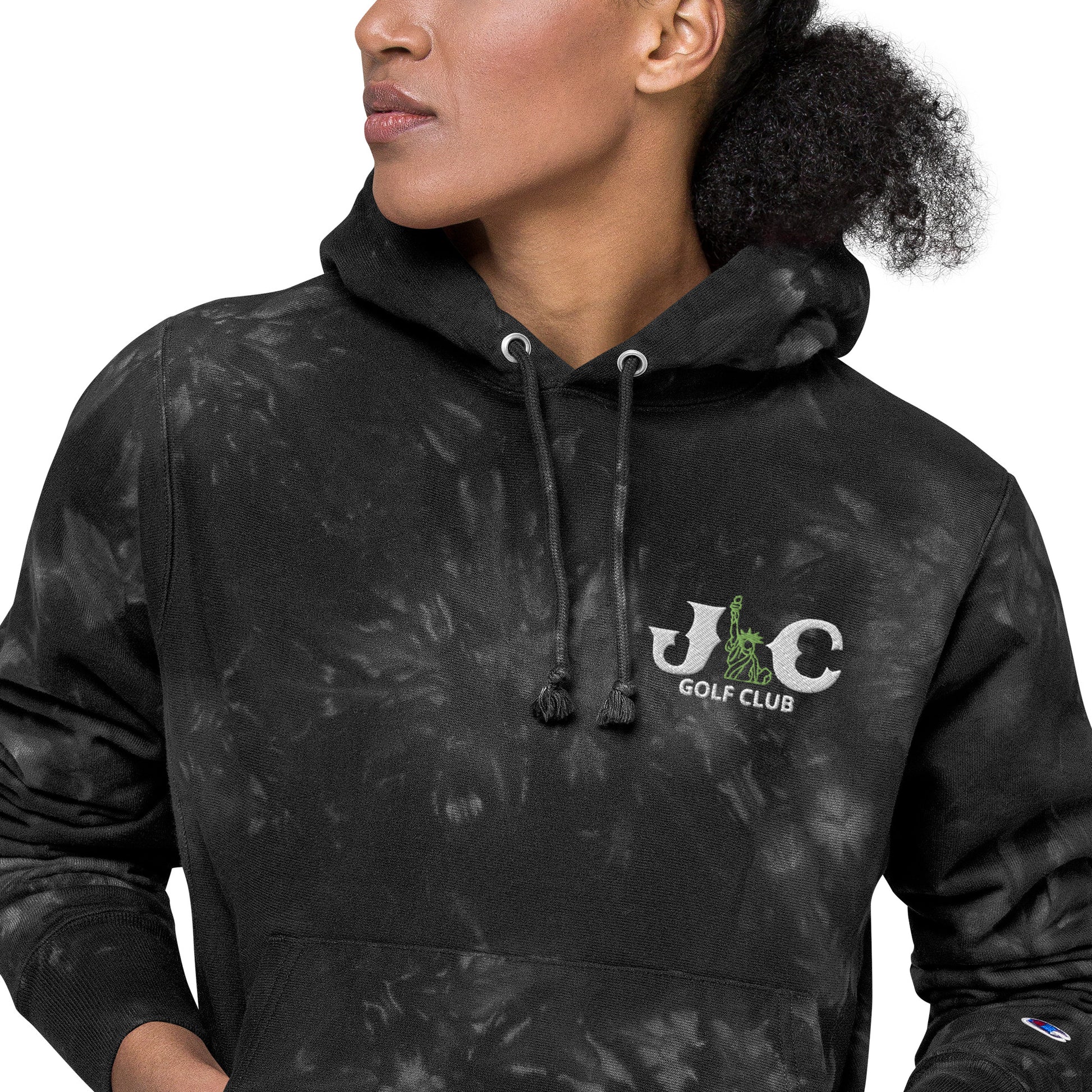 Dark and Stormy Black Tie Dye Hoodie - Front Close Woman