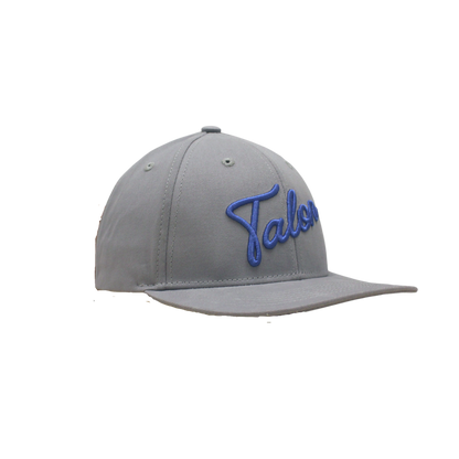 Flat Brim Hat - Grey w/ Royal Script by Talon Golf LLC