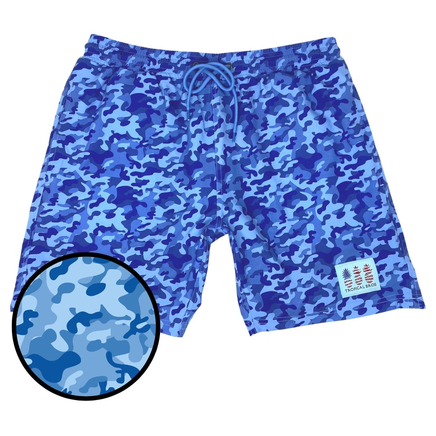 Blue Camo Swimsuit Shorts by Tropical Bros