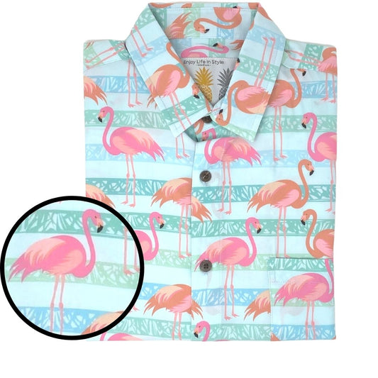 Super Stretch - Flamingo Paradise Hawaiian Shirt by Tropical Bros