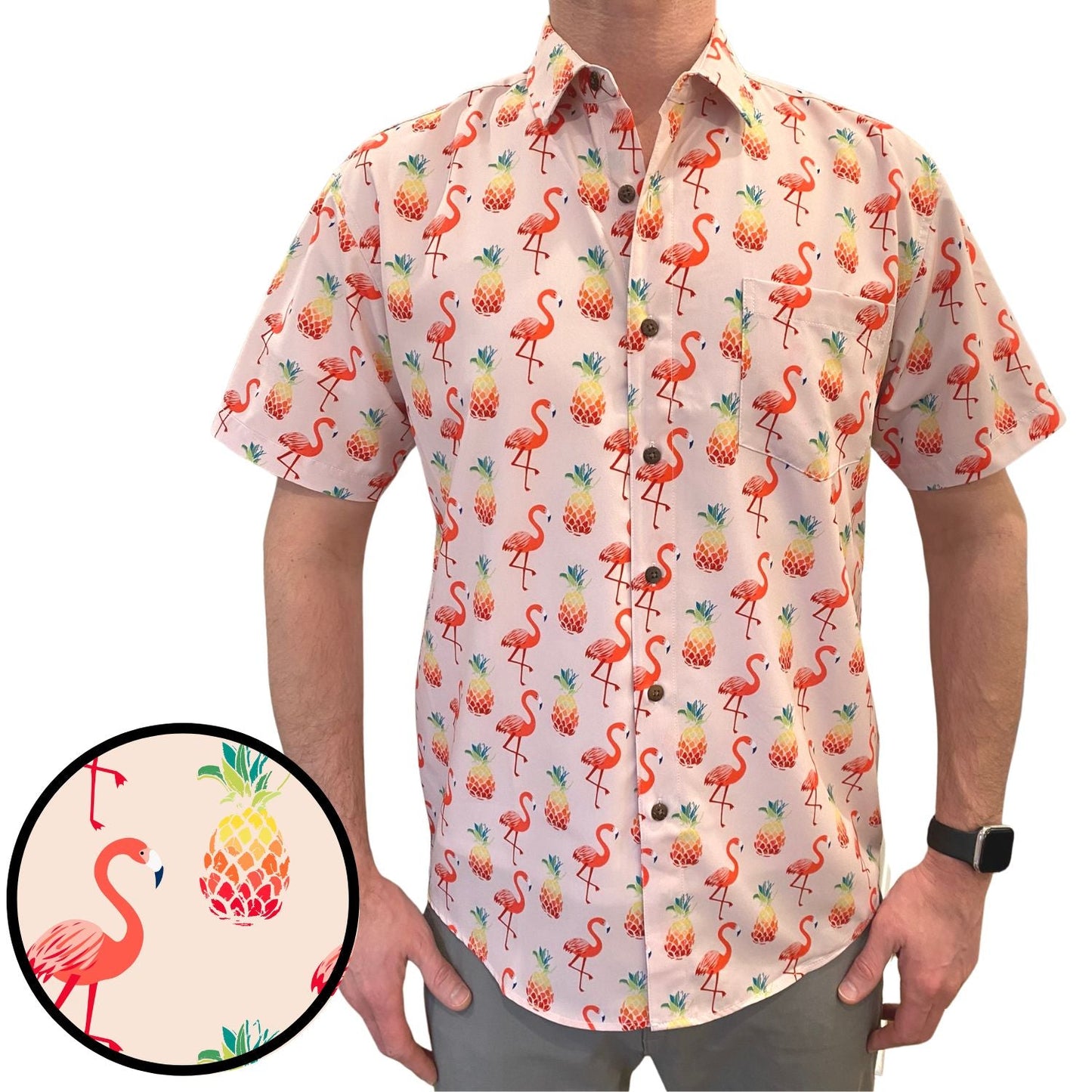 Super Stretch - Floridian Flamingo Hawaiian Shirt by Tropical Bros