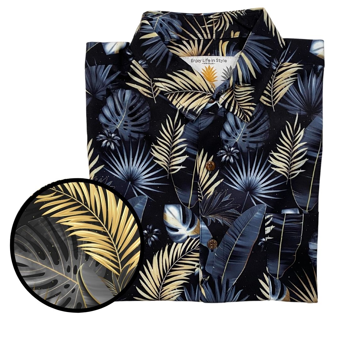 Super Stretch - Gold Palms Hawaiian Shirt by Tropical Bros