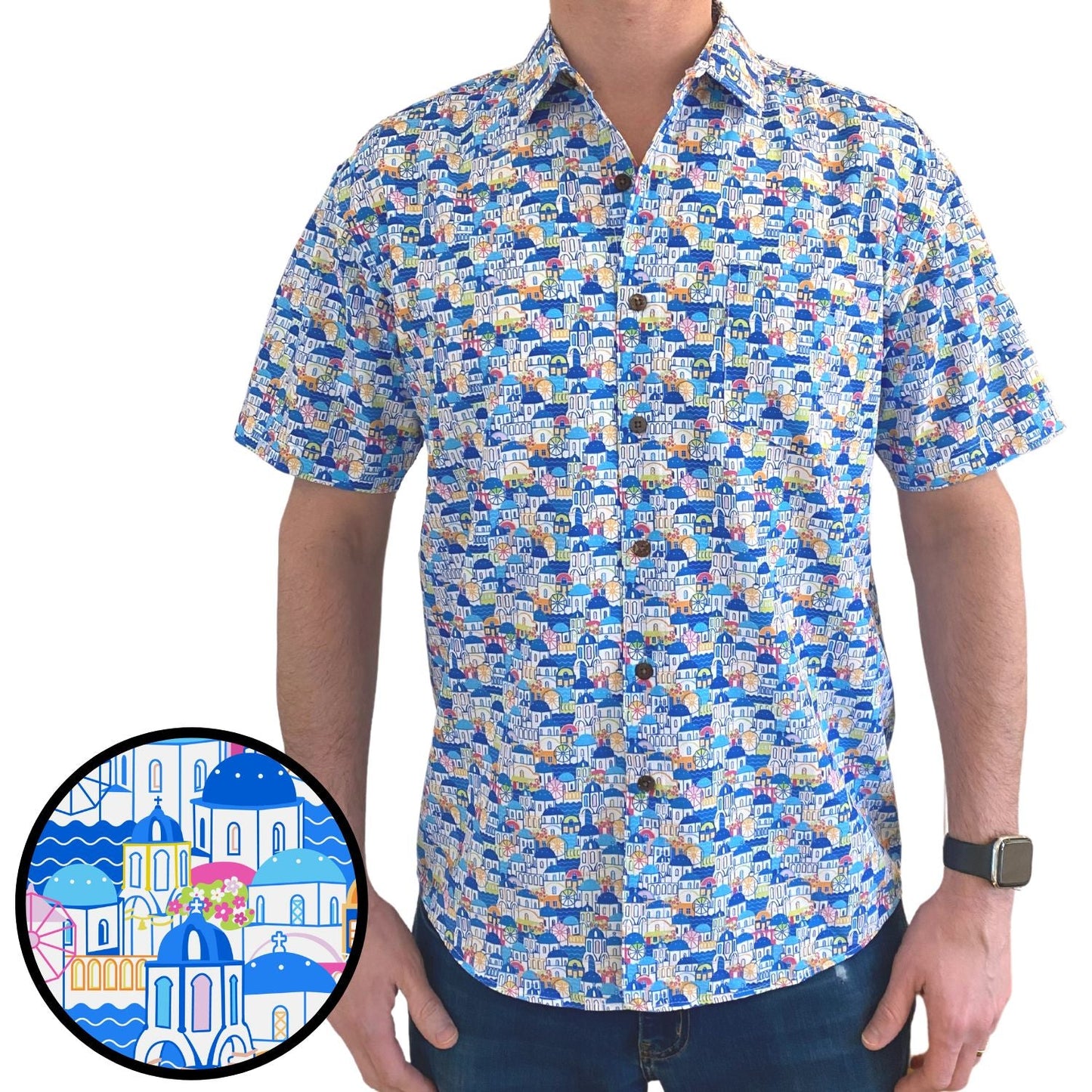 Super Stretch - Greek Paradise Hawaiian Shirt by Tropical Bros