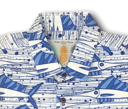 Super Stretch - Ocean Sailfish Hawaiian Shirt by Tropical Bros