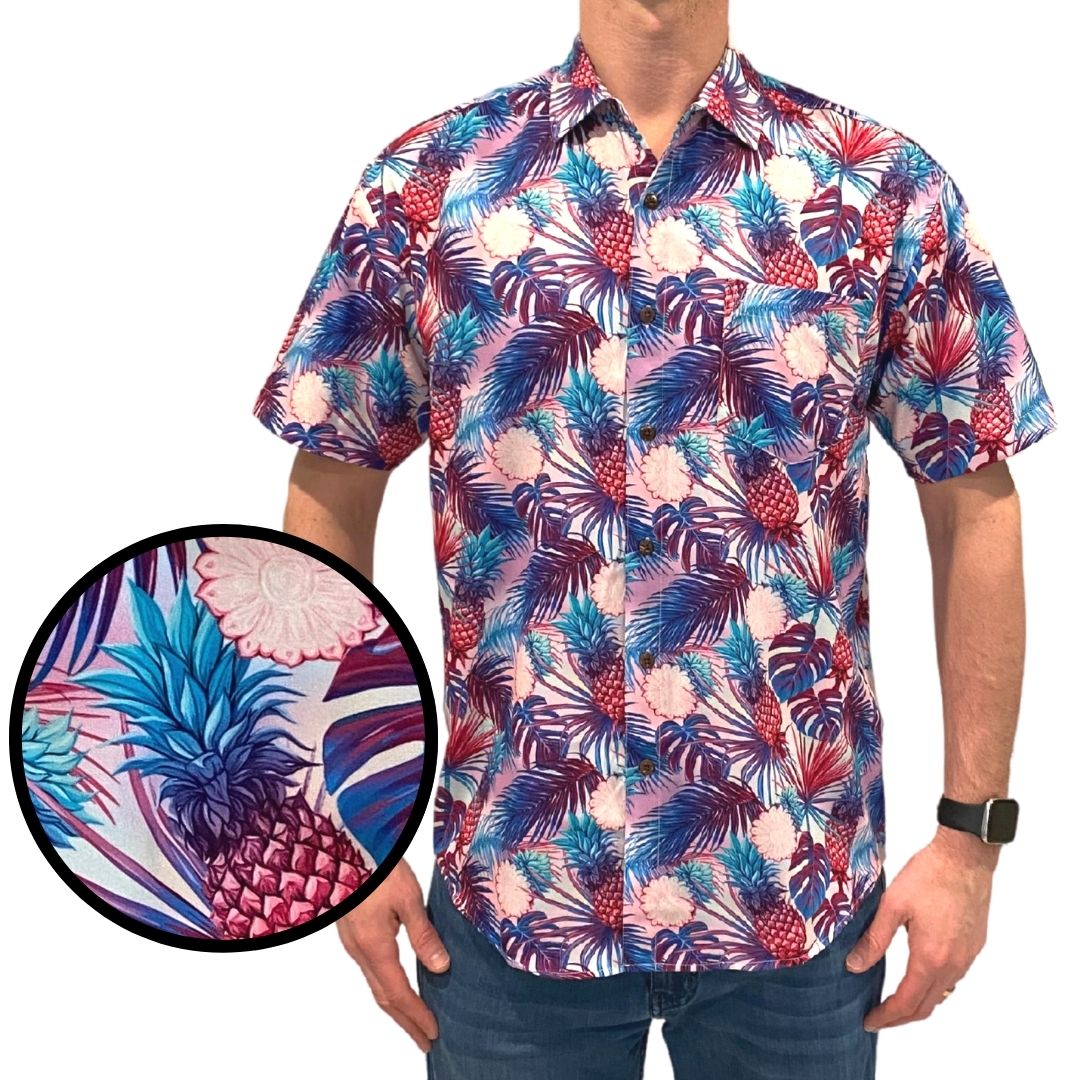 Super Stretch - LIT Pineapple Hawaiian Shirt by Tropical Bros