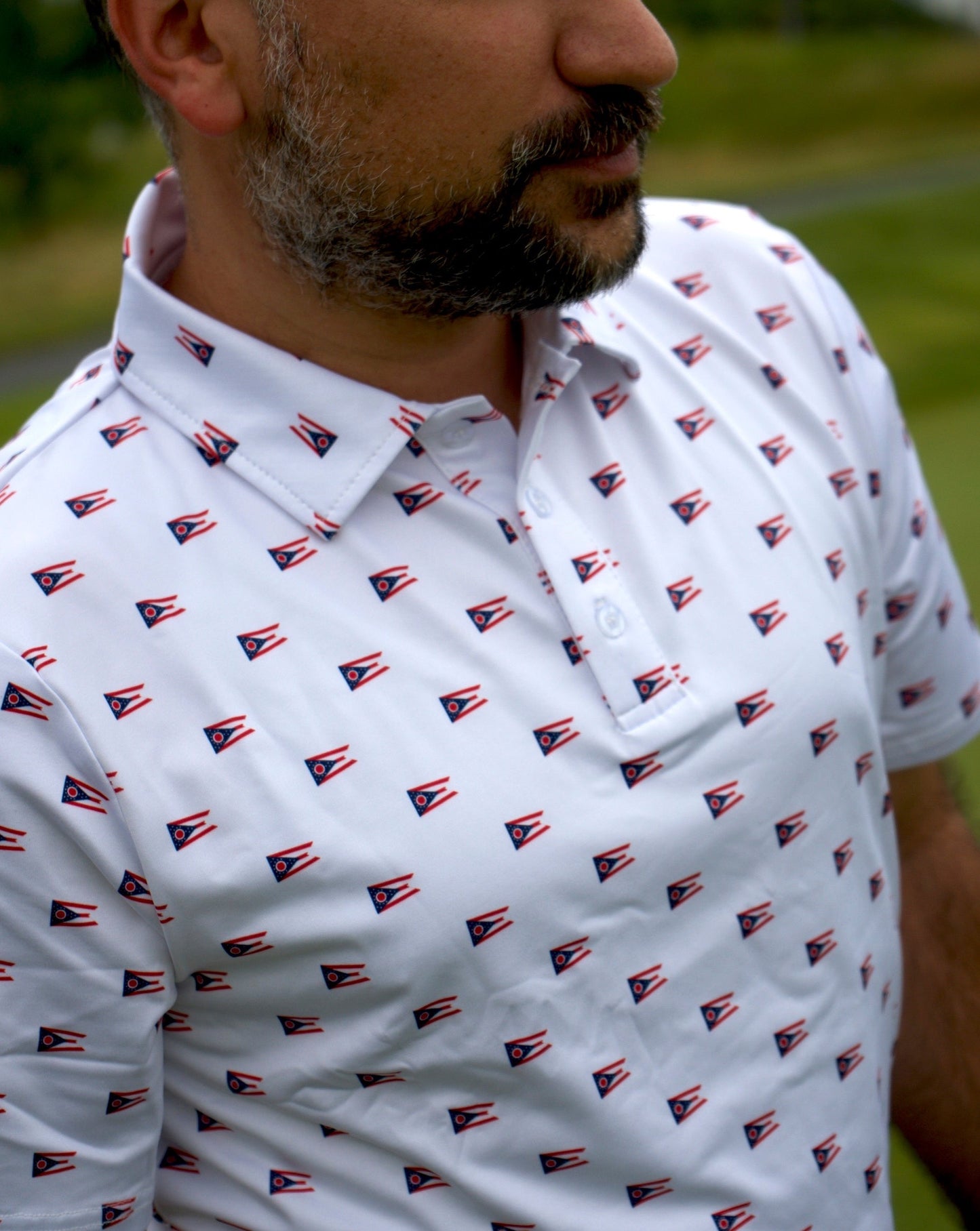 Repeating State of Ohio Flag Golf Shirt