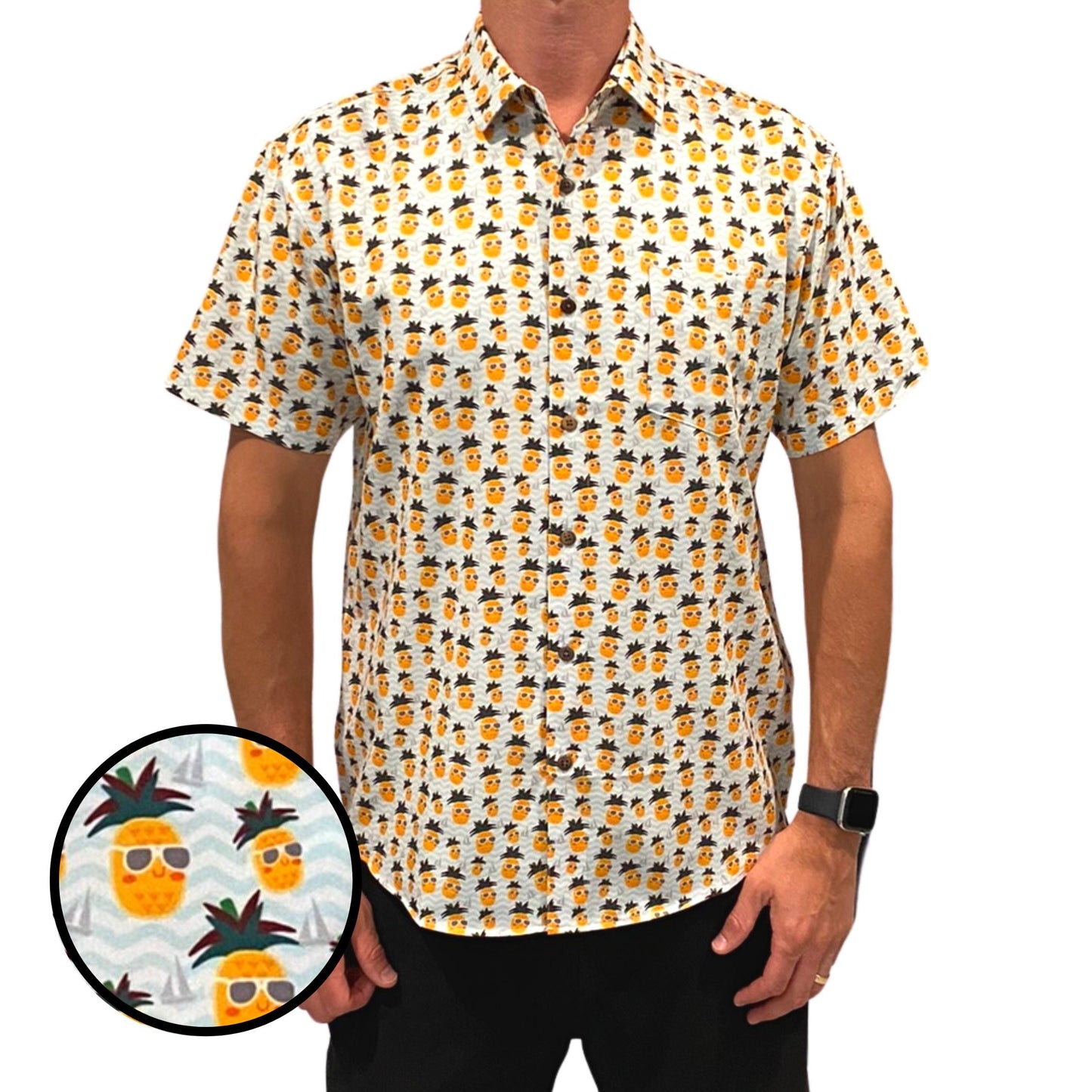 Super Stretch - The Pineapple King Hawaiian Shirt by Tropical Bros