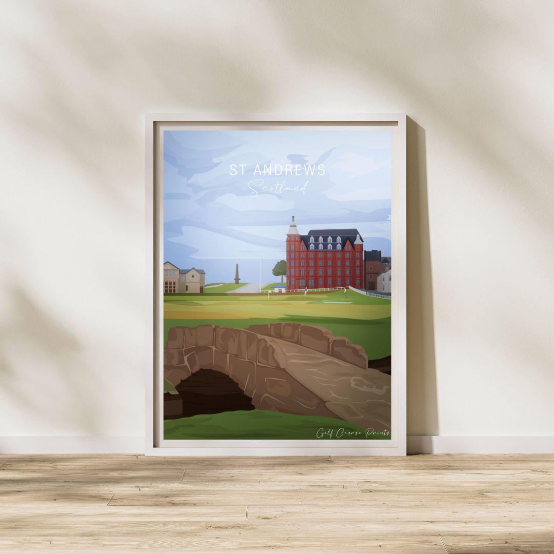 ST Andrews, Scotland, Golf Art Print, Sports Golf Art, Watercolor Print, Golf Art, Gift for Dad, Gift for Him, Father's Day, Minimalist by Golf Course Prints