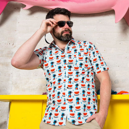 Super Stretch - Watermelon Palms Hawaiian Shirt by Tropical Bros