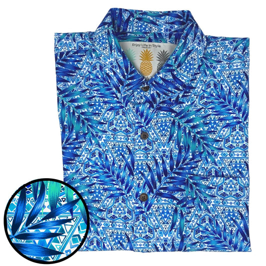 Super Stretch - Pacific Blues Hawaiian Shirt by Tropical Bros