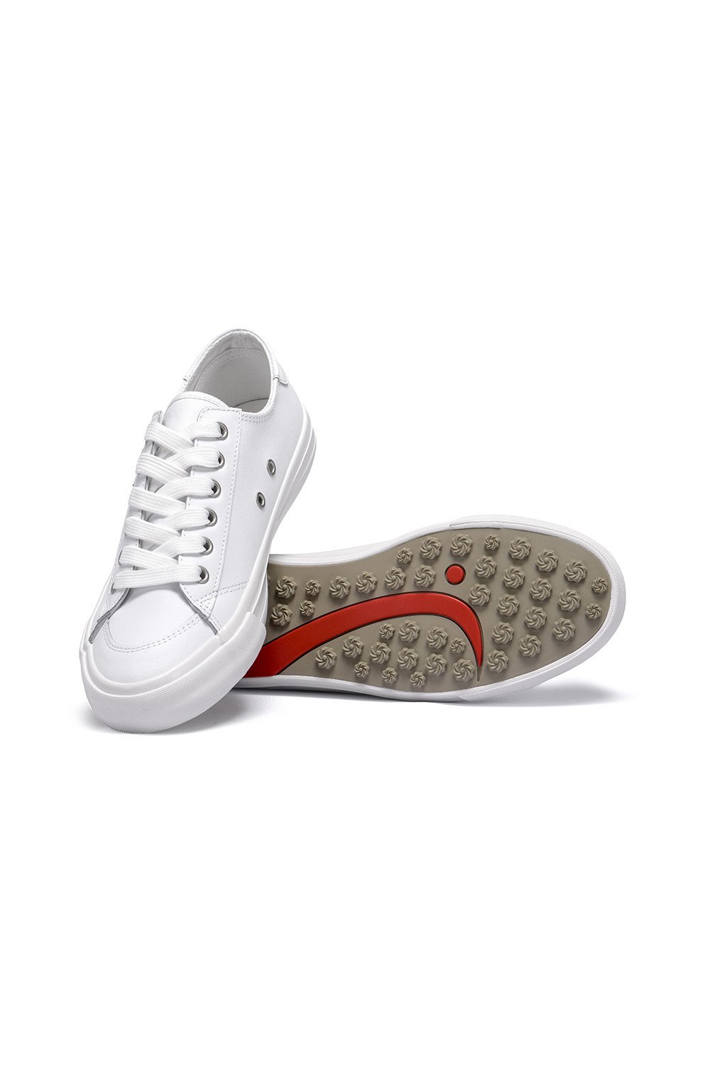 Spikeless White Leather Traveler Shoe by SwingDish
