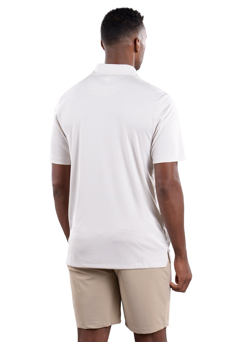 Toby Polo White/Tan Stripe - Comfort Fit by Covel